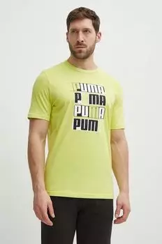 Хлопковая футболка Puma, зеленый