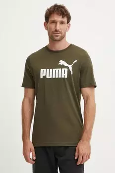 Хлопковая футболка Puma, зеленый
