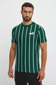 Хлопковая футболка Puma, зеленый
