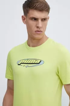 Хлопковая футболка Puma, зеленый