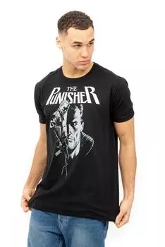 Хлопковая футболка Punisher Rifle Marvel, черный