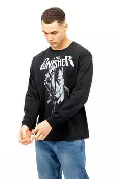 Хлопковая футболка Punisher Rifle Marvel, черный