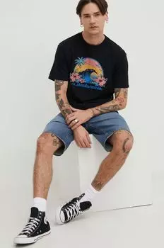 Хлопковая футболка Quiksilver, черный