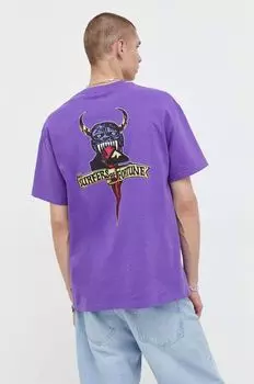 Хлопковая футболка Quiksilver, фиолетовый