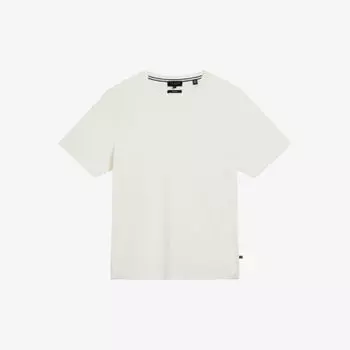 Хлопковая футболка Rakes в рубчик с круглым вырезом Ted Baker, белый