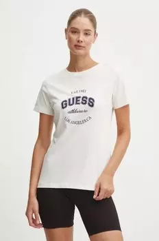 Хлопковая футболка RAQUELLE Guess, бежевый