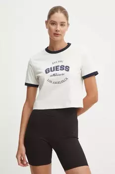 Хлопковая футболка RAQUELLE Guess, бежевый