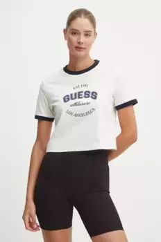 Хлопковая футболка RAQUELLE Guess, бежевый