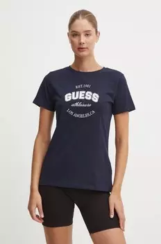 Хлопковая футболка RAQUELLE Guess, темно-синий