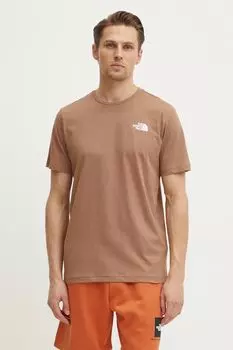 Хлопковая футболка Redbox The North Face, коричневый