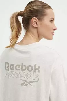 Хлопковая футболка Reebok, бежевый