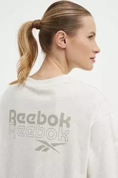 Хлопковая футболка Reebok, бежевый