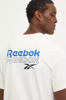 Хлопковая футболка Reebok, бежевый