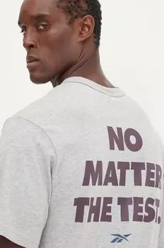 Хлопковая футболка Reebok, серый