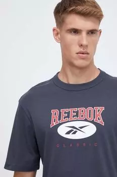 Хлопковая футболка Reebok, темно-синий