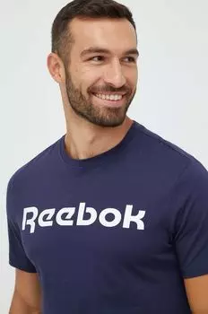 Хлопковая футболка Reebok, темно-синий