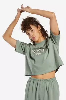 Хлопковая футболка Reebok, зеленый