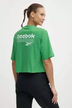 Хлопковая футболка Reebok, зеленый