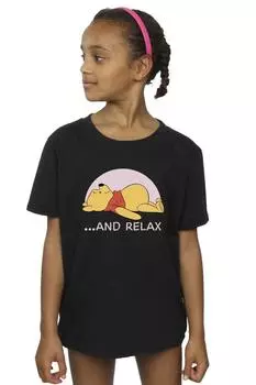 Хлопковая футболка Relax с Винни-Пухом Disney, черный
