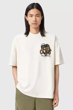 Хлопковая футболка RETICULATE Allsaints, бежевый