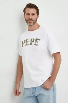 Хлопковая футболка ROLF Tee Pepe Jeans, белый