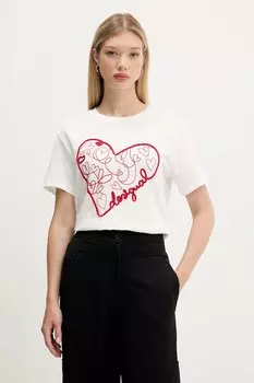 Хлопковая футболка ROMA Desigual, белый