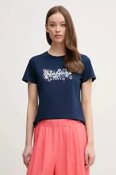 Хлопковая футболка Rosalind Pepe Jeans, темно-синий