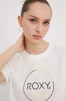 Хлопковая футболка Roxy, белый