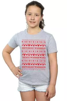 Хлопковая футболка «Рождественская ярмарка с изображением Микки и Минни» Disney, серый