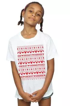 Хлопковая футболка «Рождественская ярмарка с изображением Микки и Минни» Disney, белый