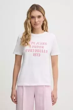Хлопковая футболка RUBY Pepe Jeans, белый