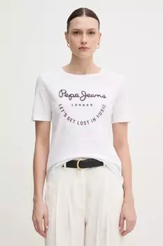 Хлопковая футболка RUMER Pepe Jeans, белый