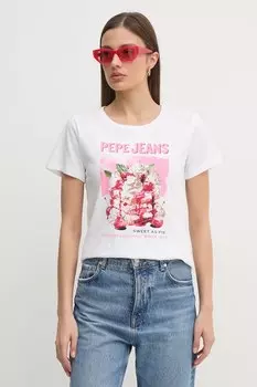 Хлопковая футболка Ryoko Pepe Jeans, белый