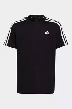 Хлопковая футболка с 3 полосками Junior Essentials adidas, черный