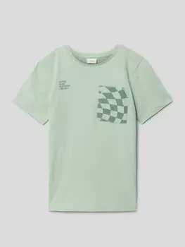 Хлопковая футболка с эффектным принтом s.Oliver, зеленый лайм