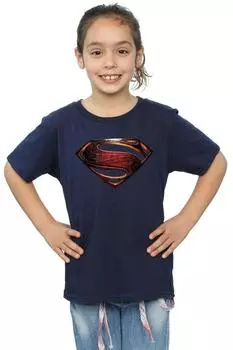 Хлопковая футболка с эмблемой Супермена из фильма «Лига справедливости» DC Comics, темно-синий