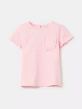 Хлопковая футболка с английской вышивкой Fagottino, цвет pink