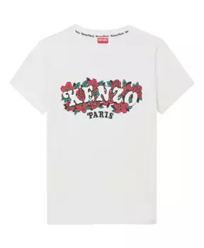 Хлопковая футболка с анимационным принтом Kenzo, белый