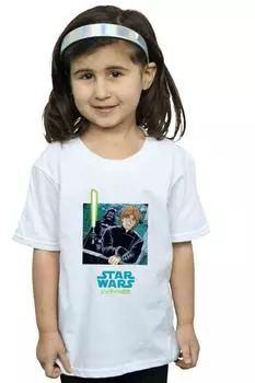 Хлопковая футболка с аниме «Вейдер и Люк» Star Wars, белый
