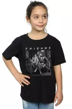 Хлопковая футболка с черно-белой фотографией Friends, черный