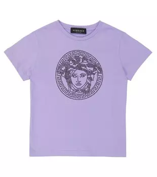 Хлопковая футболка с декором Medusa Versace, фиолетовый