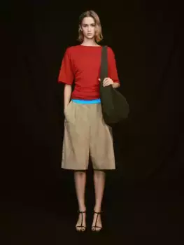 Хлопковая футболка с деталью центрального шва Massimo Dutti, красный