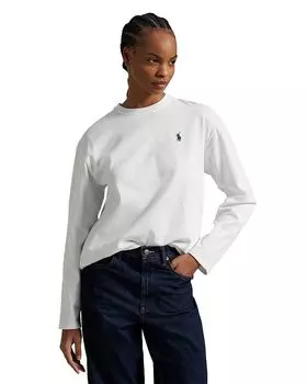 Хлопковая футболка с длинным рукавом Ralph Lauren, белый
