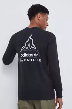 Хлопковая футболка с длинными рукавами adidas Originals, черный