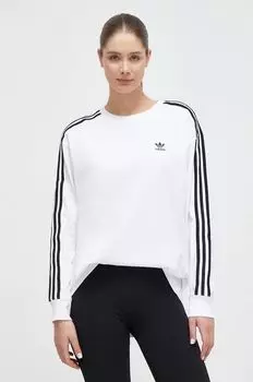 Хлопковая футболка с длинными рукавами adidas Originals, белый