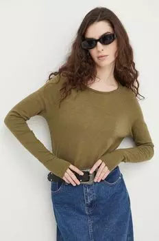 Хлопковая футболка с длинными рукавами American Vintage, зеленый