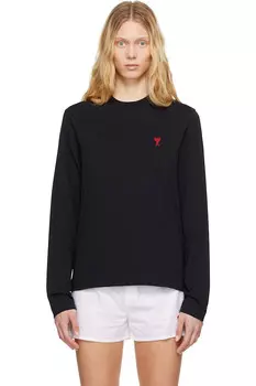 Хлопковая футболка с длинными рукавами ami de coeur Ami Paris, черный