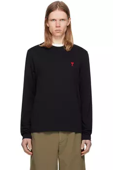 Хлопковая футболка с длинными рукавами ami de coeur Ami Paris, черный