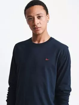 Хлопковая футболка с длинными рукавами Aubin Buttermere, темно-синяя