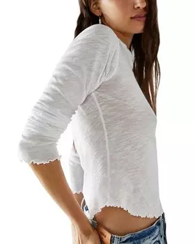 Хлопковая футболка с длинными рукавами Be My Baby Free People, цвет Ivory/Cream